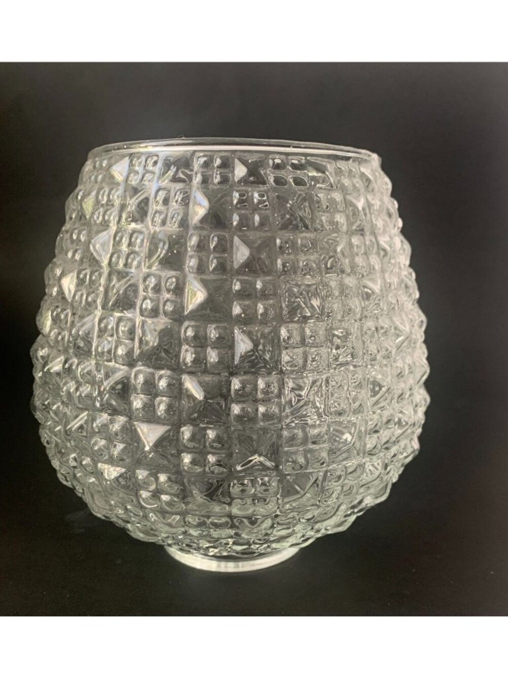Vintage MCM Diamond Point Glass Ceiling Light Shade with Fitter